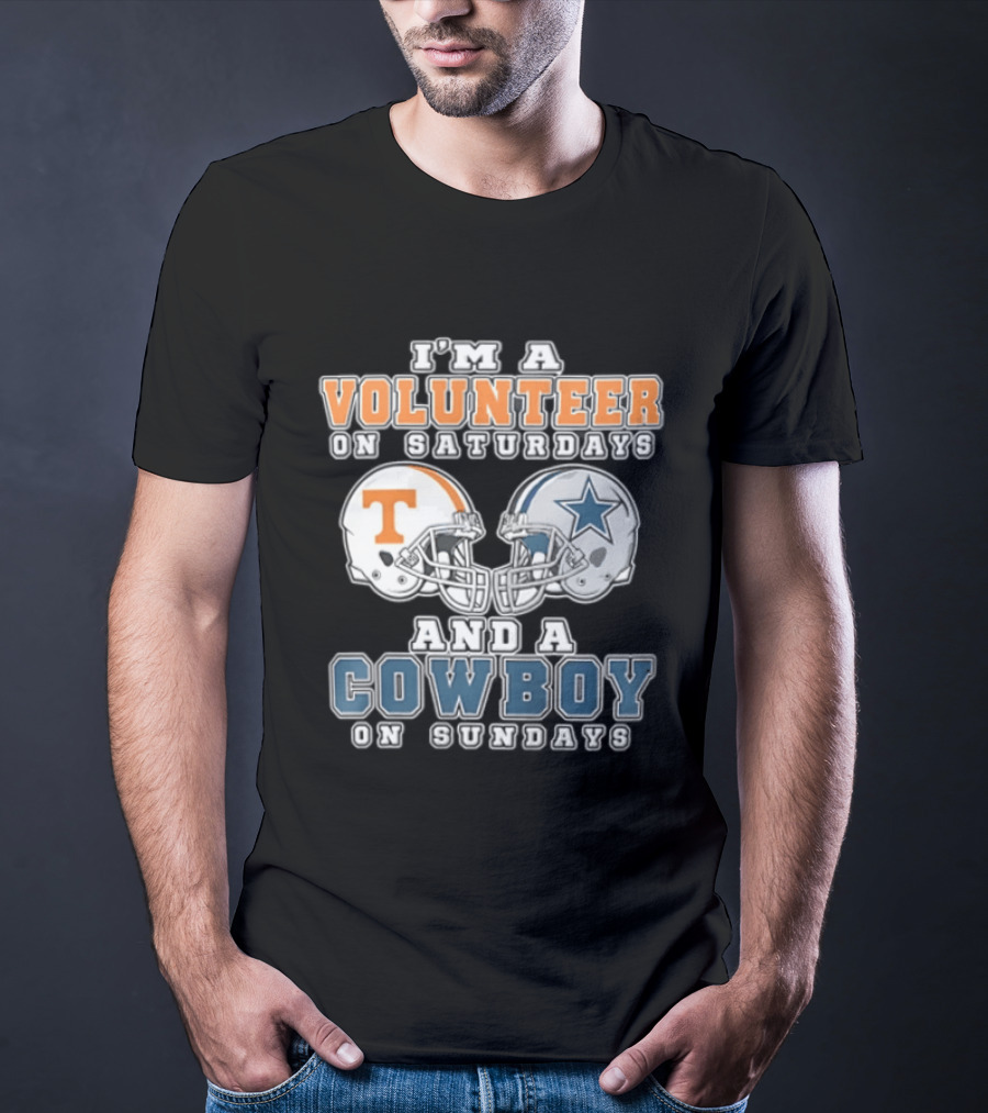 Volunteer On Saturdays Cowboy On Sundays Tennessee Dallas Football Helmets T-Shirt