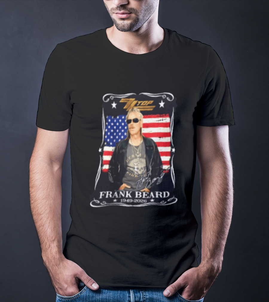 ZZ Top Frank Beard 1949 2026 American Flag Memorial T-Shirt