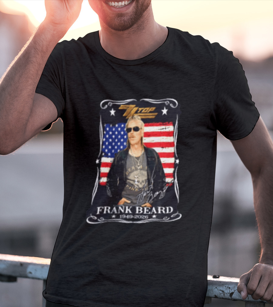 ZZ Top Frank Beard 1949 2026 American Flag Memorial T-Shirt