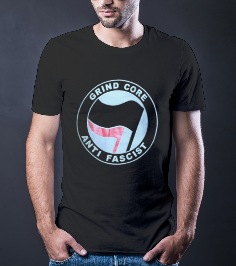 Grind Core Anti Fascist Antifa Red Black Flags T-Shirt