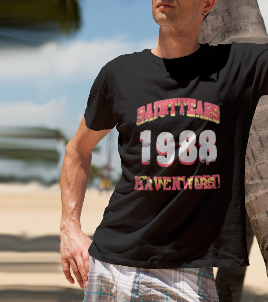 Saint Tears Havenford 1988 Distressed Athletic Block Font Numbers T-Shirt