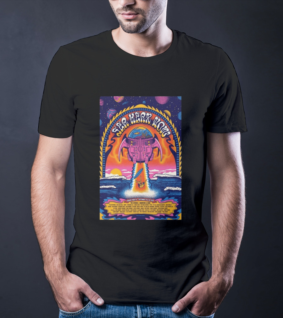 Sea Hear Now Asbury Park September 19 20 2026 The Strokes Mumford & Sons Psychedelic Spaceship Surf T-Shirt