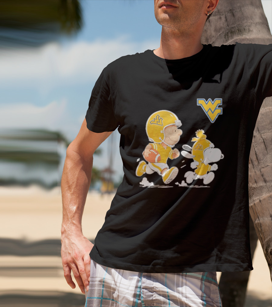 West Virginia Mountaineers Football Snoopy Woodstock Charlie Brown NCAA Running T-Shirt