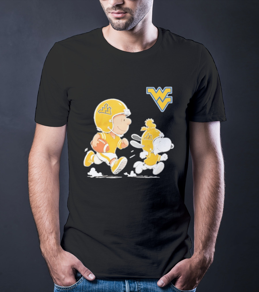 West Virginia Mountaineers Football Snoopy Woodstock Charlie Brown NCAA Running T-Shirt