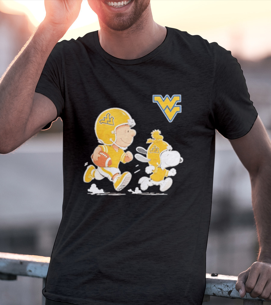 West Virginia Mountaineers Football Snoopy Woodstock Charlie Brown NCAA Running T-Shirt