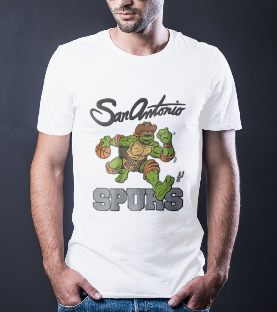 San Antonio Spurs Cartoon Turtle Cowboy Basketball T-Shirt