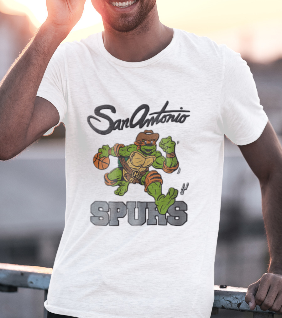San Antonio Spurs Cartoon Turtle Cowboy Basketball T-Shirt