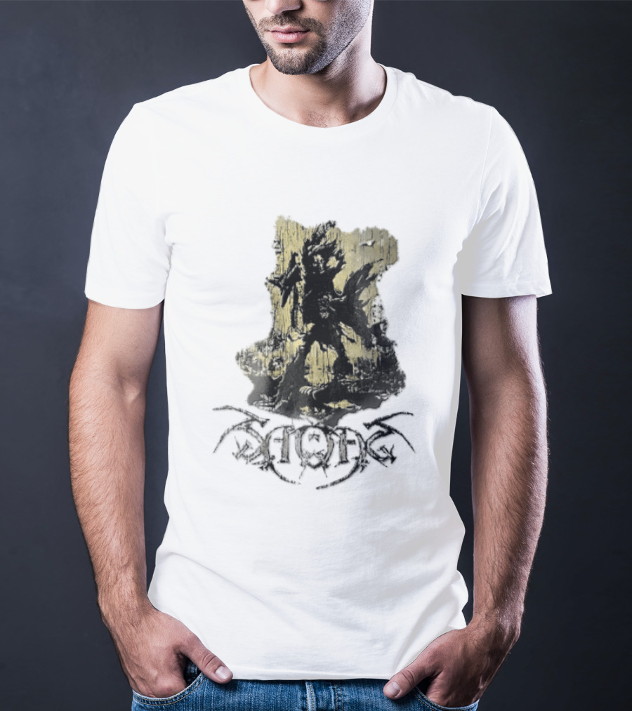 Savatage Skeleton Reaper Flying V Guitar Gold Distressed T-Shirt