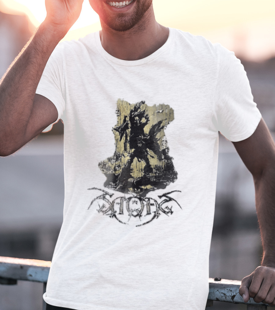 Savatage Skeleton Reaper Flying V Guitar Gold Distressed T-Shirt