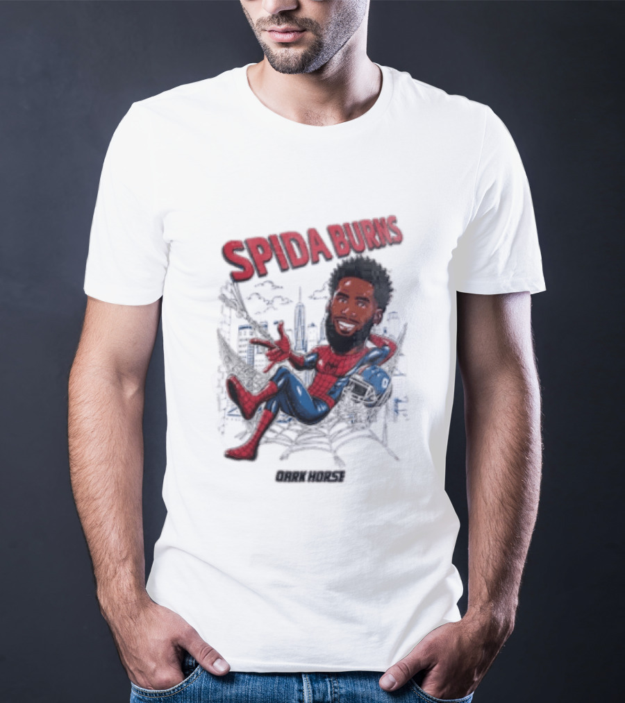 Spida Burns Dark Horse With Spider Man New York Giants T-Shirt