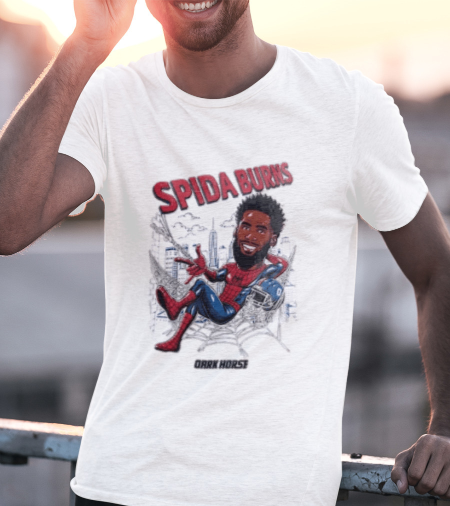 Spida Burns Dark Horse With Spider Man New York Giants T-Shirt