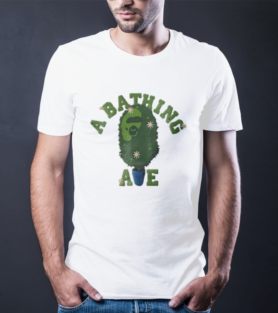 A Bathing Ape Topiary Bush Potted Blue Planter Yellow Flowers T-Shirt