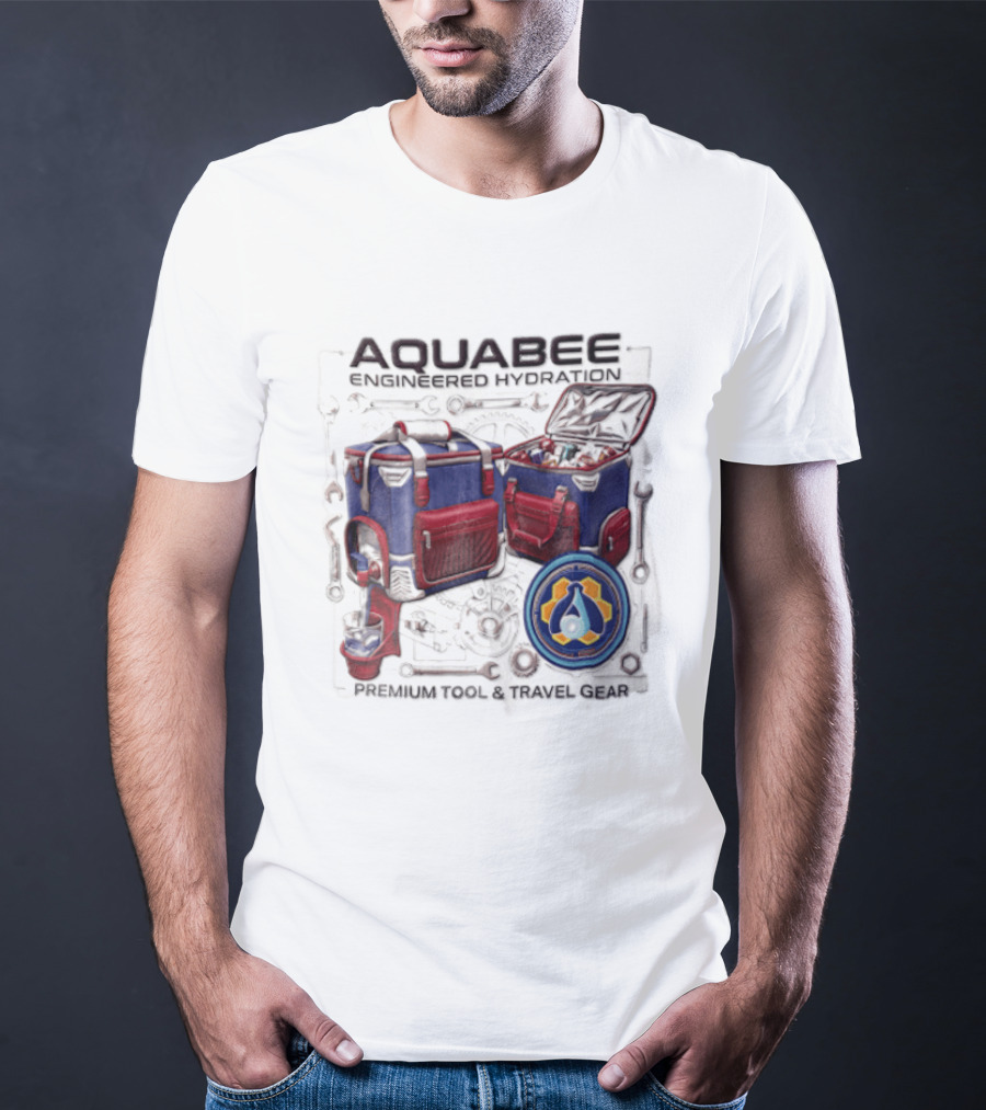 Aquabee Engineered Hydration Premium Tool And Travel Gear Cooler Blueprint T-Shirt