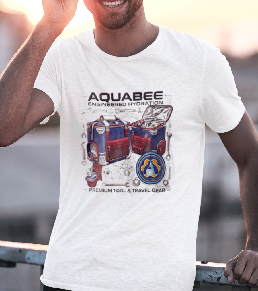 Aquabee Engineered Hydration Premium Tool And Travel Gear Cooler Blueprint T-Shirt