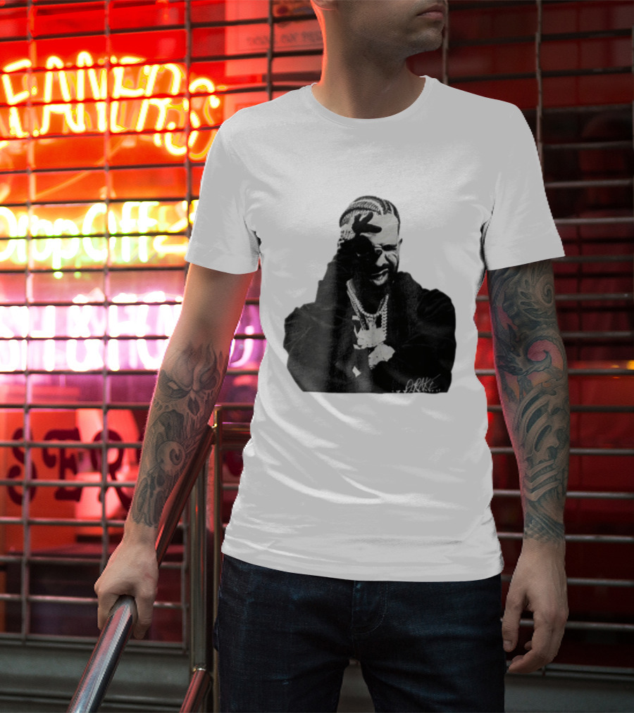 Drake Halftone Rapper Chains Gloves T-Shirt
