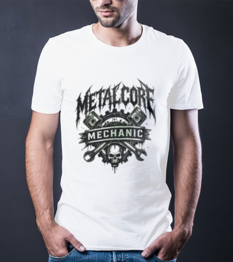 Metalcore Mechanic Skull Pistons Wrenches T-Shirt