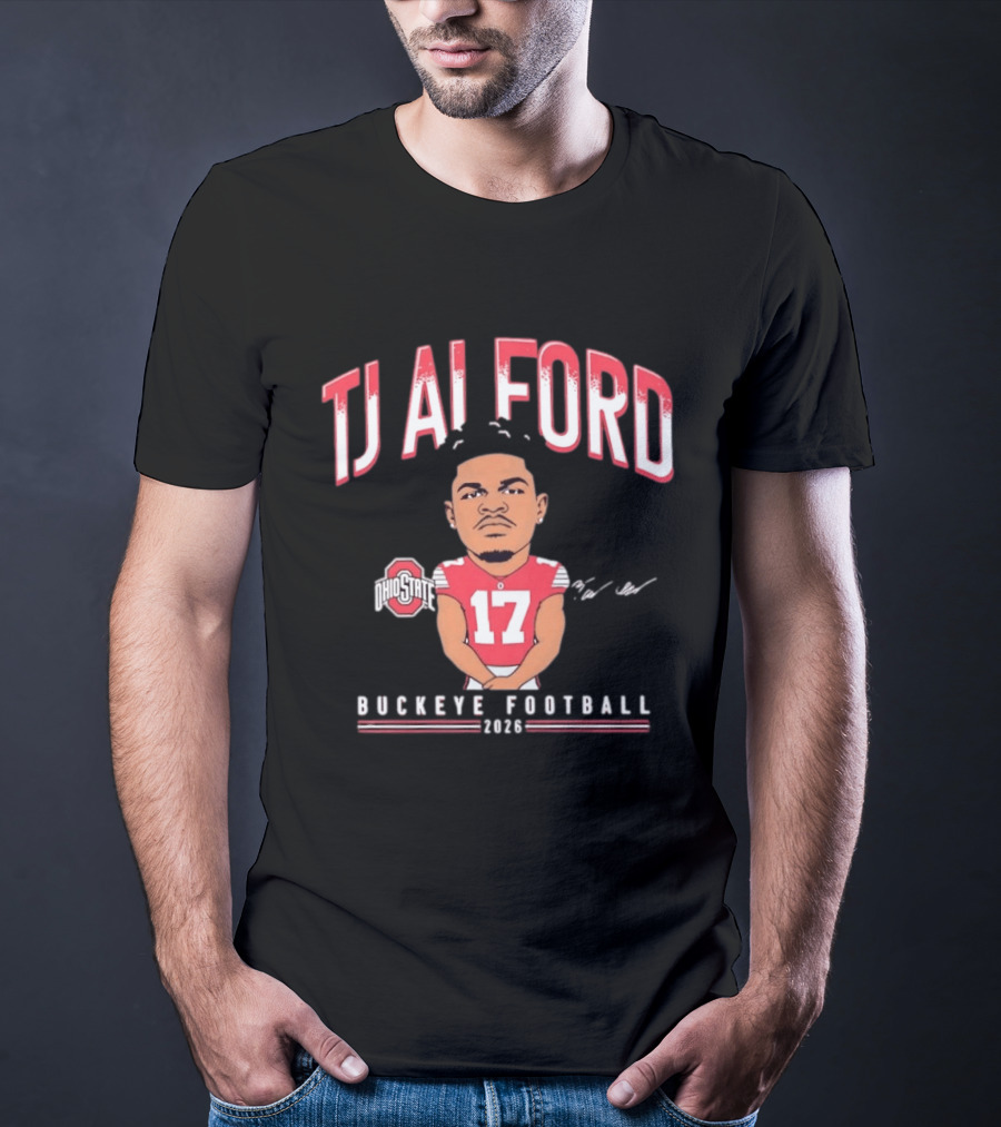 TJ Alford 17 Ohio State Buckeye Football 2026 Caricature T-Shirt