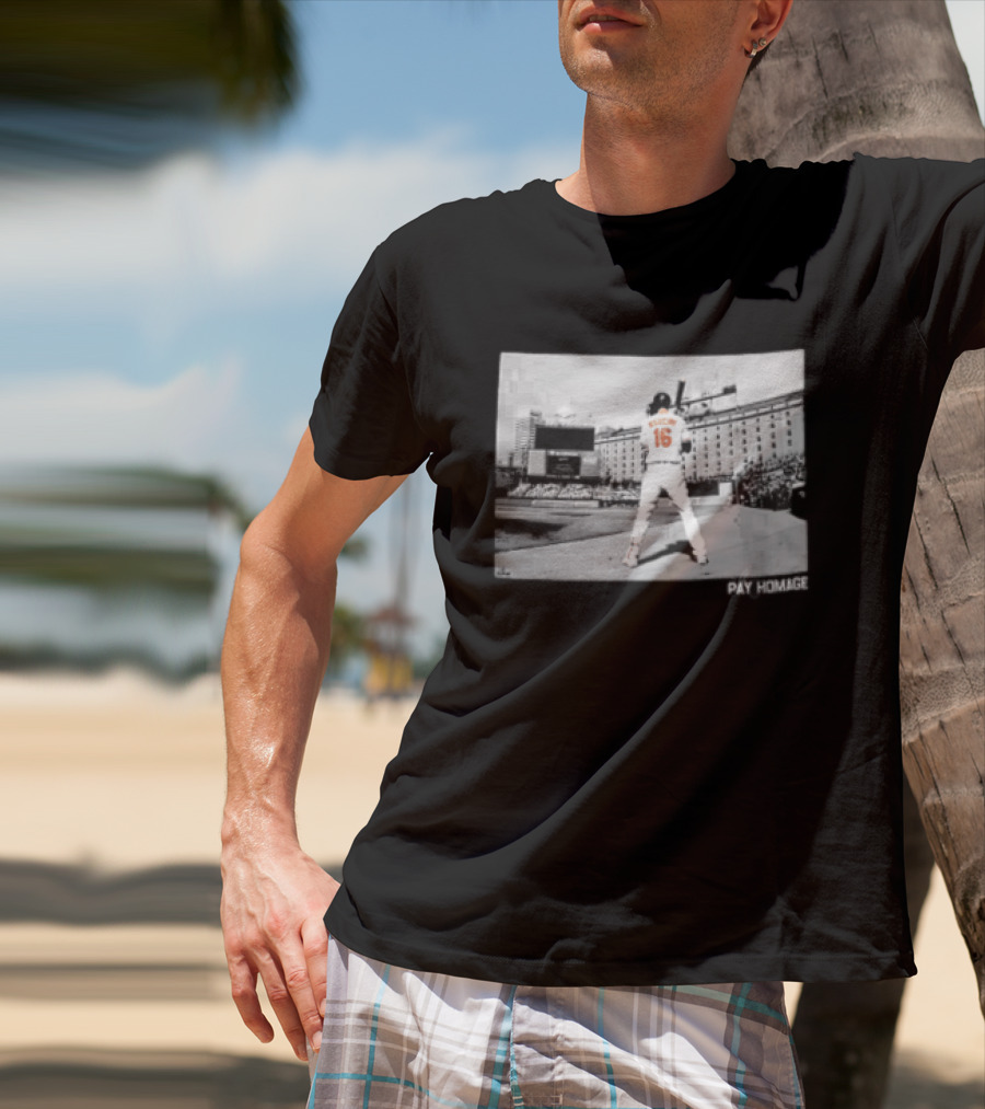Baltimore Orioles Mancini Batter Home Plate Stadium Pay Homage T-Shirt