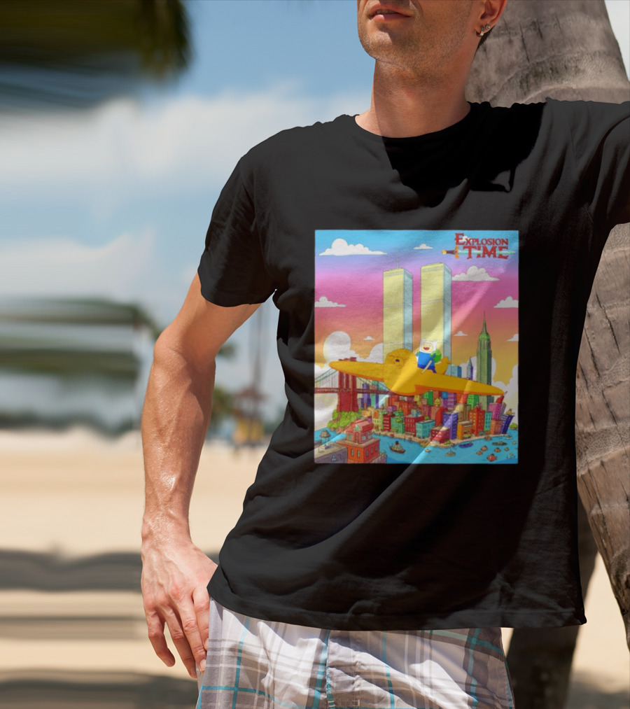 Explosion Time Adventure Finn And Jake NYC Skyline T-Shirt