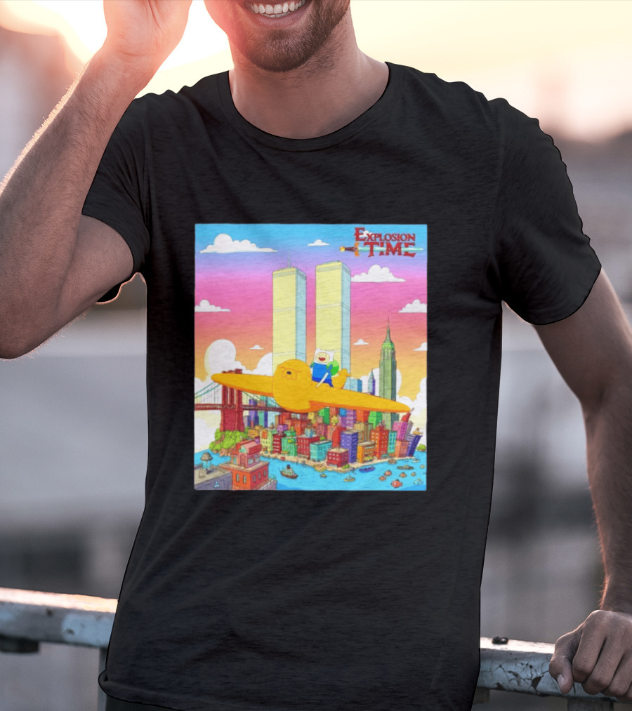Explosion Time Adventure Finn And Jake NYC Skyline T-Shirt