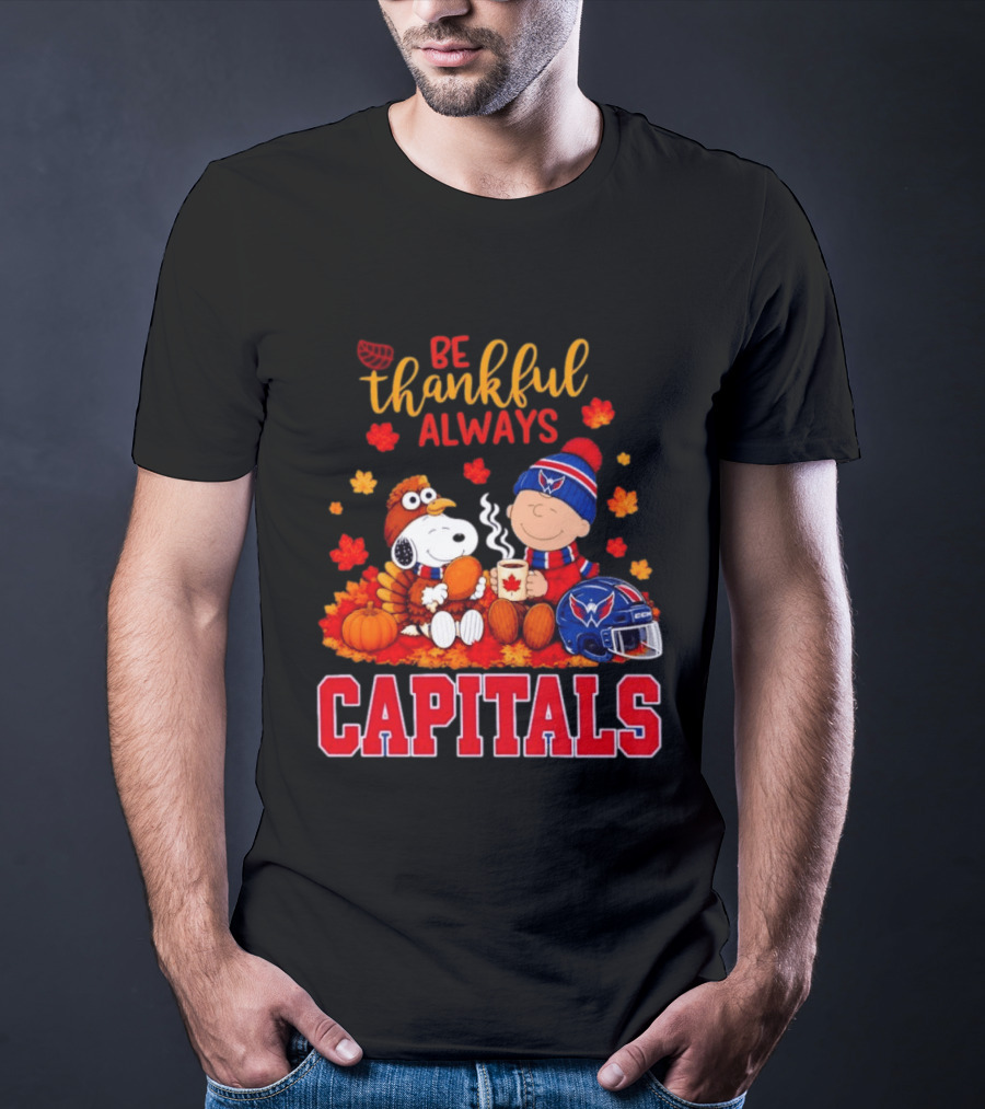Be Thankful Always Snoopy And Charlie Brown Washington Capitals Cozy Autumn T-Shirt