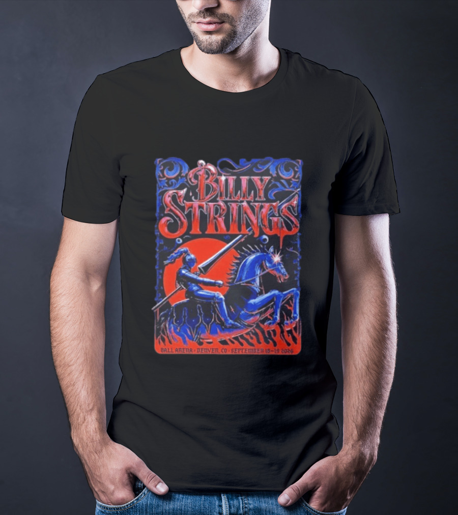 Billy Strings Ball Arena Denver September 18 19 2026 Knight On Horse Tour T-Shirt