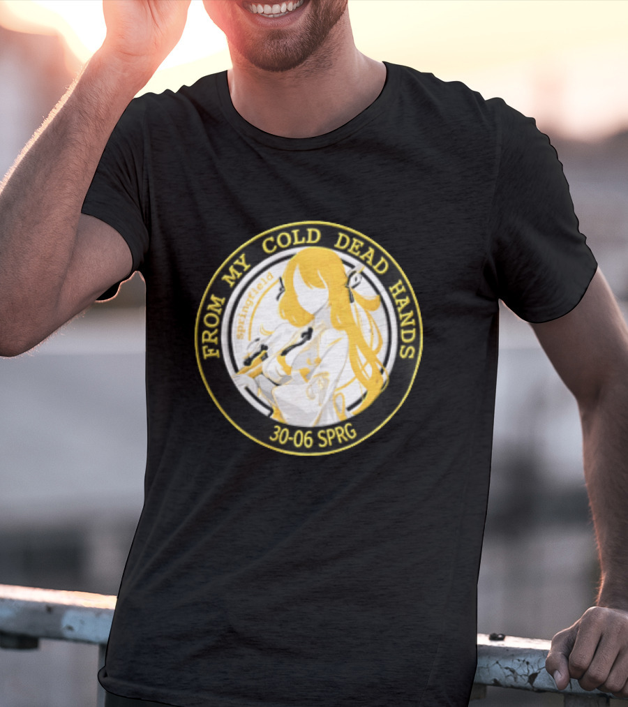 From My Cold Dead Hands Springfield 30 06 Sprg Anime Girl Yellow And Black Circle T-Shirt