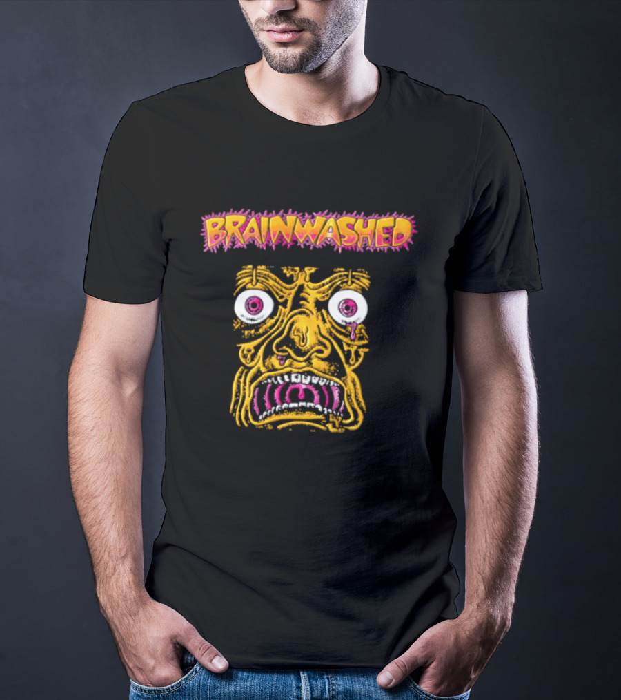 Brainwashed Distorted Melting Face Pink Eyes Vibrant Expression T-Shirt