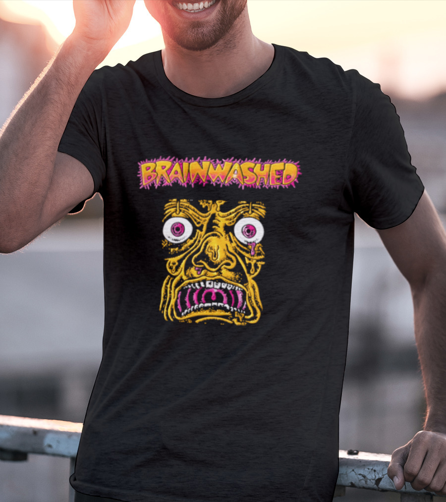Brainwashed Distorted Melting Face Pink Eyes Vibrant Expression T-Shirt
