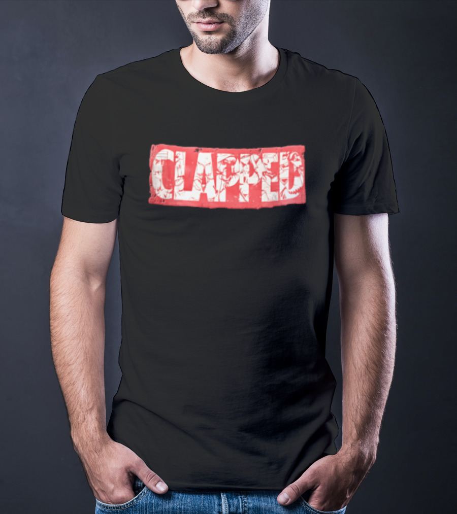 Clapped Red Box Bold Typographic T-Shirt