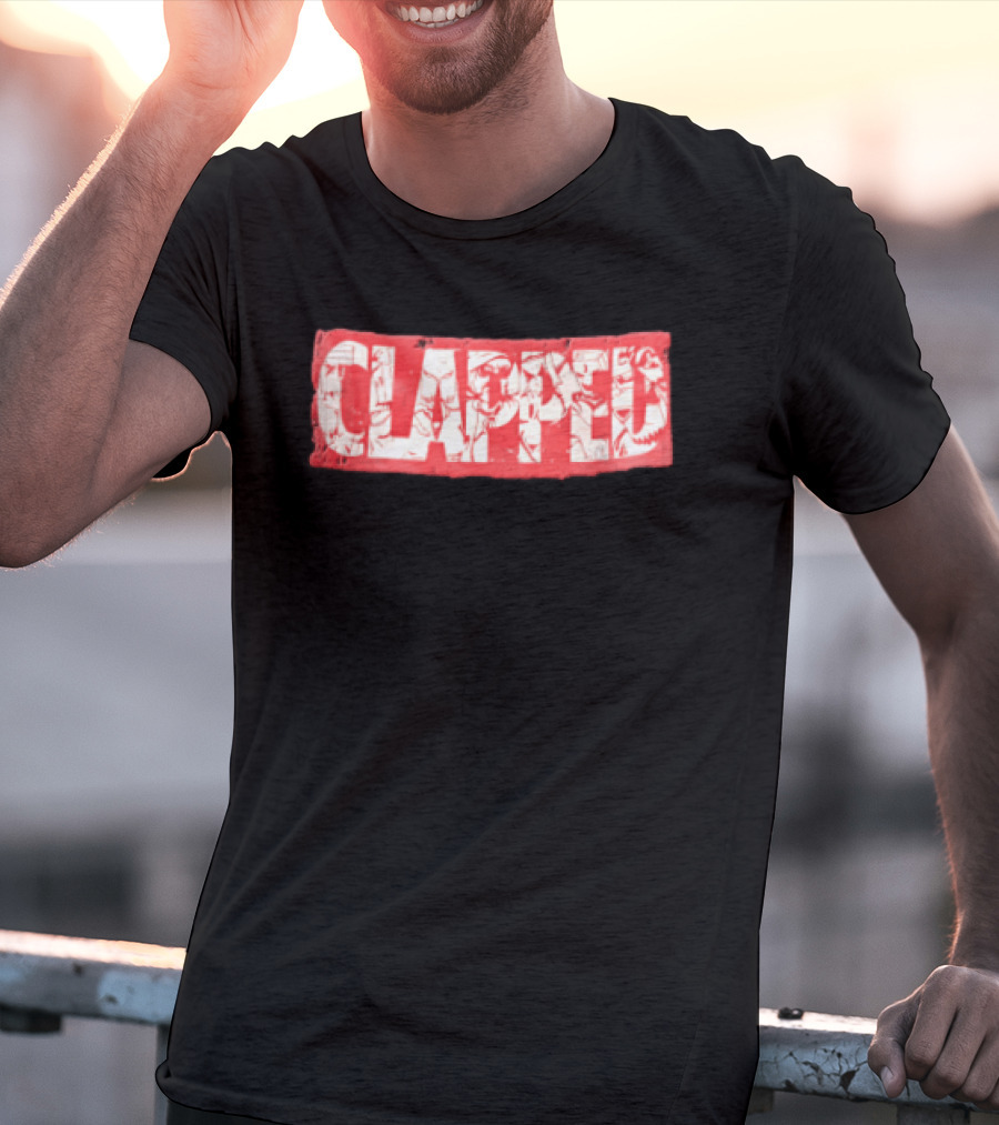 Clapped Red Box Bold Typographic T-Shirt