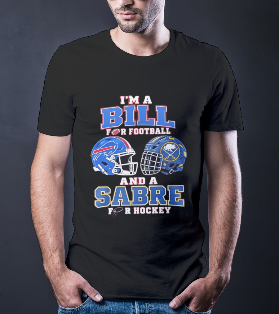 Buffalo Bill Football And Sabre Hockey Fan Helmets T-Shirt