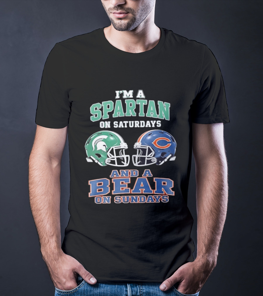 I'm A Spartan On Saturdays Bear Helmet Sundays T-Shirt