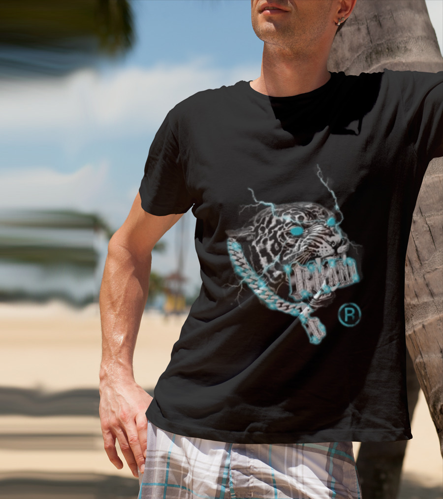 Marvel Black Panther Primal Lightning Panther With Blue Chain T-Shirt
