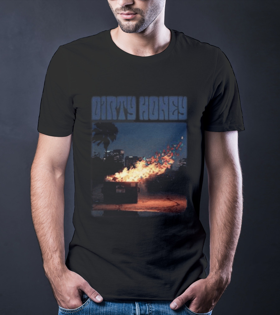 Dirty Honey Dumpster Fire Album Cover Vintage Aesthetic T-Shirt