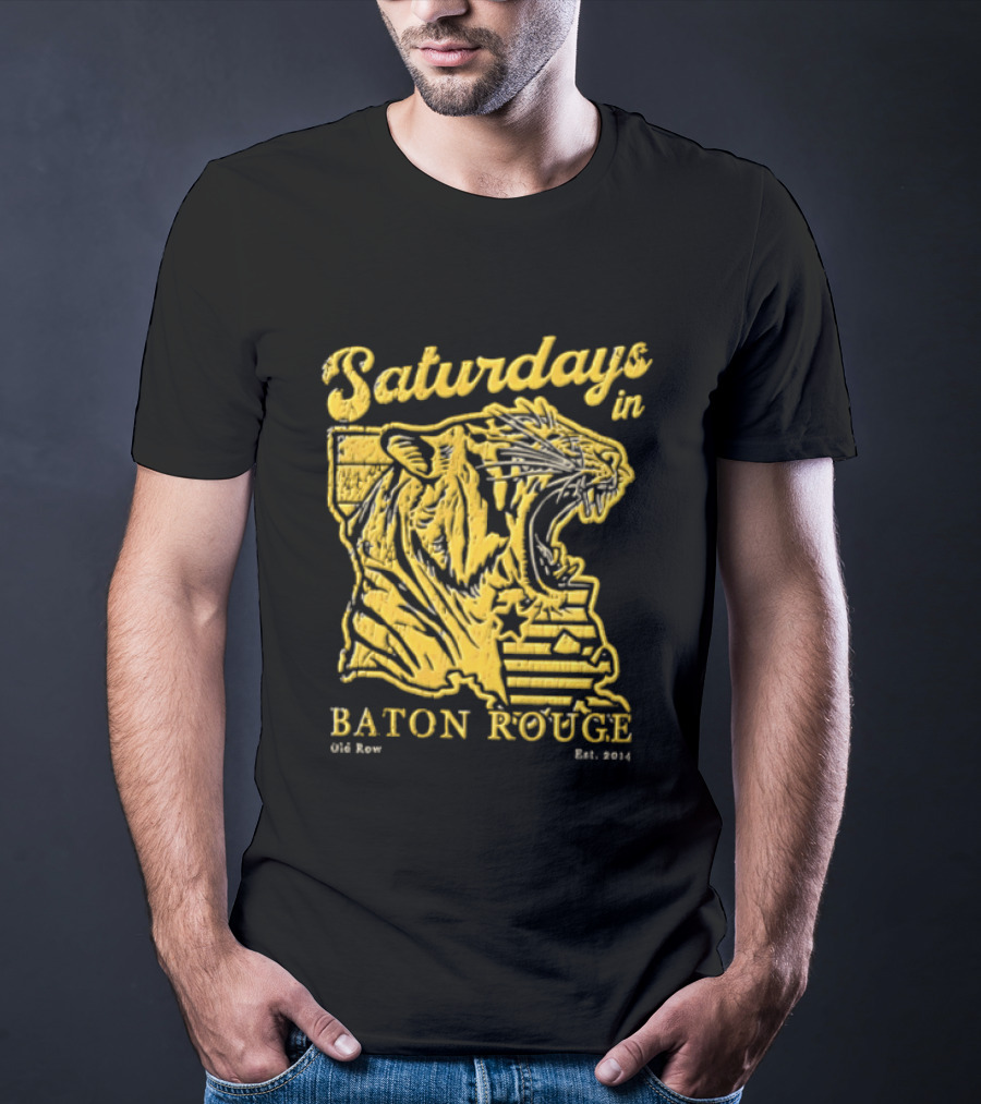 Saturdays In Baton Rouge Kyle Row Miami OH Roaring Tiger Head Louisiana Est 2014 T-Shirt