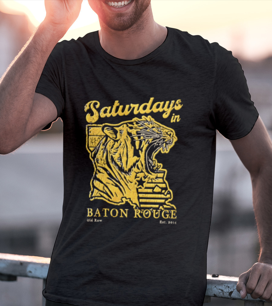 Saturdays In Baton Rouge Kyle Row Miami OH Roaring Tiger Head Louisiana Est 2014 T-Shirt