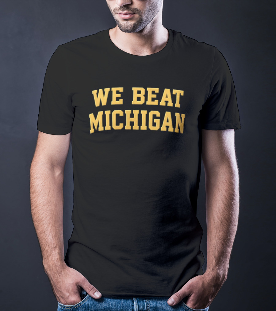 NCAA We Beat Michigan Yellow Varsity Lettering Brown T-Shirt
