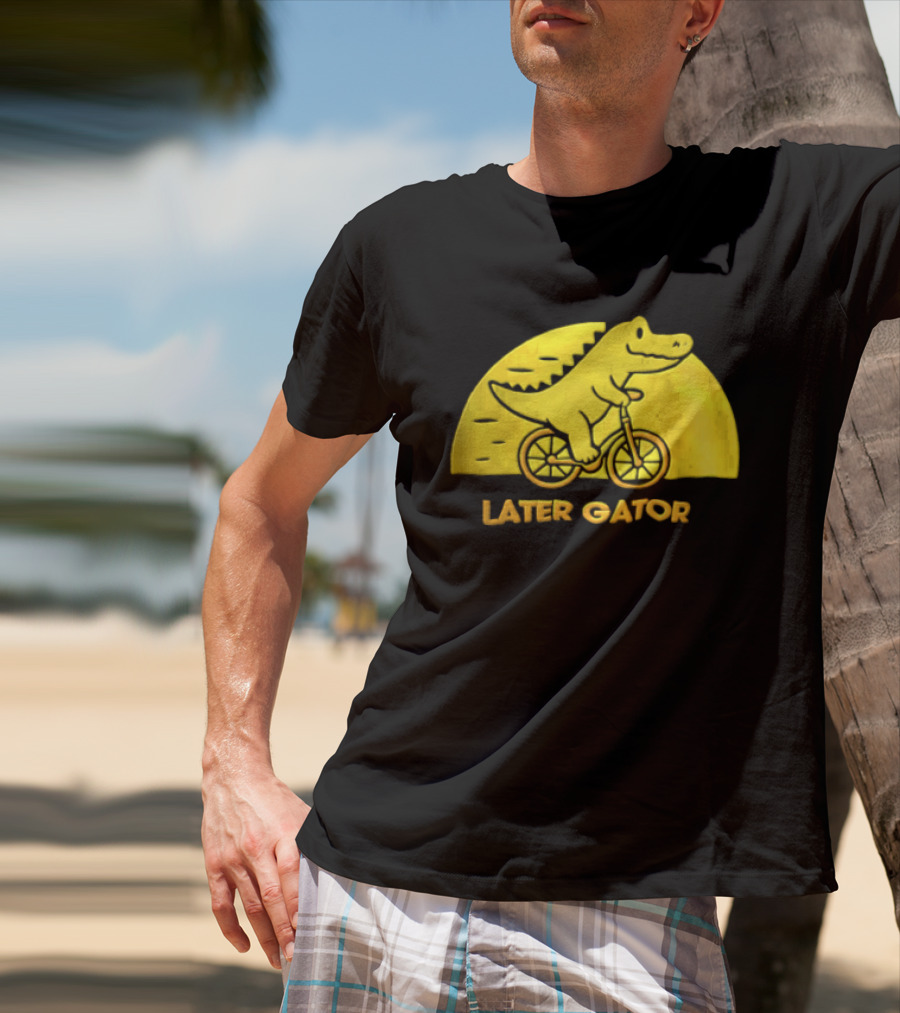 Later Gator Riding Bicycle Fun T-Shirt