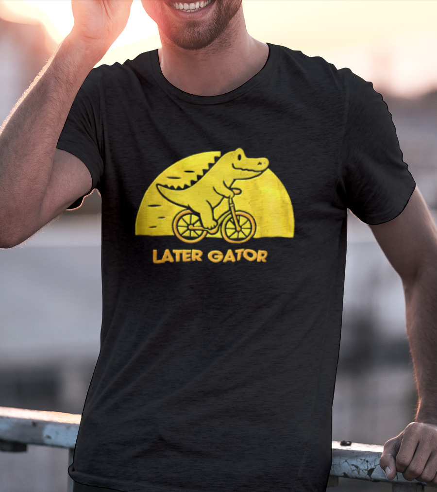 Later Gator Riding Bicycle Fun T-Shirt
