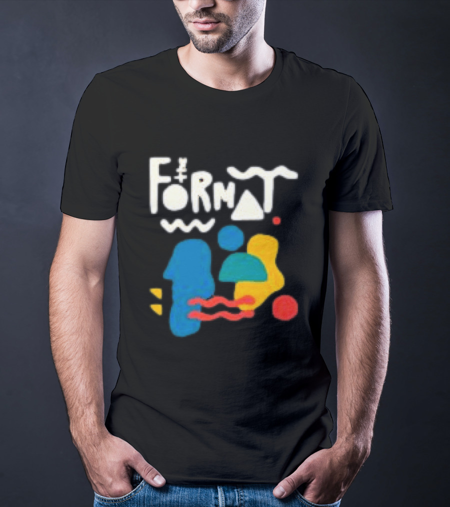 The Format Shop Abstract Shapes Colorful Graphic Black Zip T-Shirt