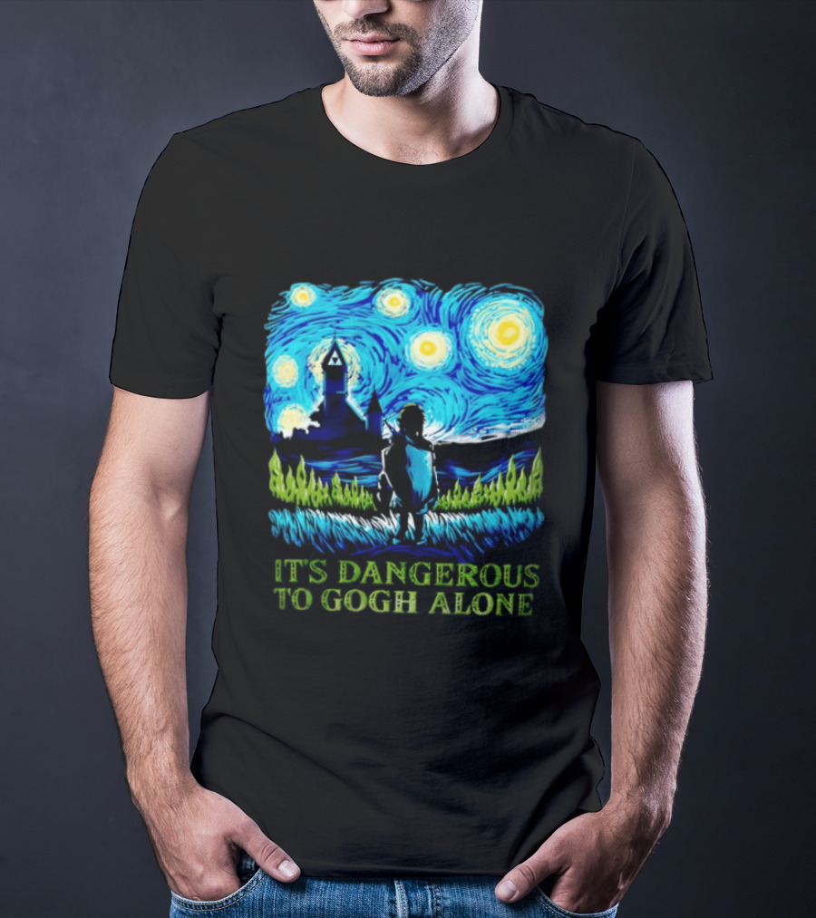 The Legend Of Zelda It's Dangerous To Gogh Alone Starry Night Link Standing T-Shirt