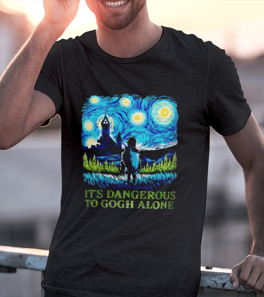 The Legend Of Zelda It's Dangerous To Gogh Alone Starry Night Link Standing T-Shirt