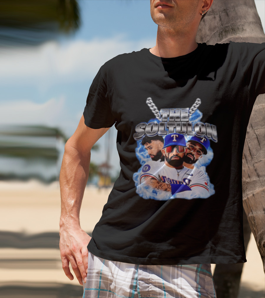The Soltulon Texas Rangers Baseball Players Trio With Electric Blue T-Shirt