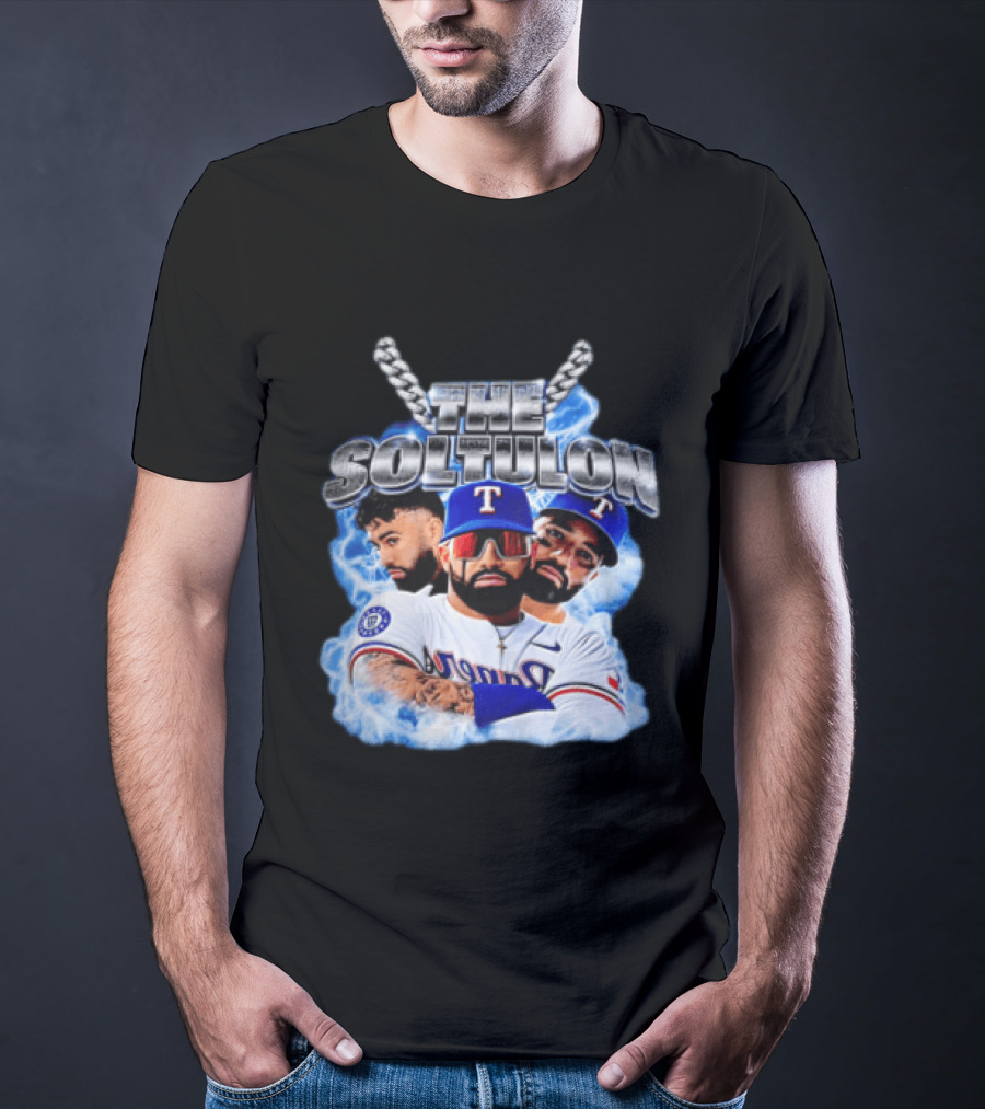 The Soltulon Texas Rangers Baseball Players Trio With Electric Blue T-Shirt
