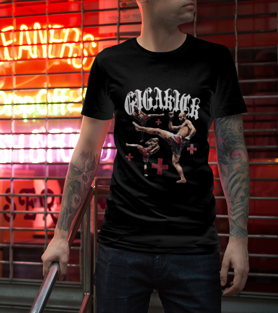 Giga Kick Three Fighters Performing Roundhouse Kicks T-Shirt