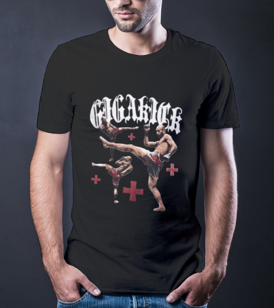 Giga Kick Three Fighters Performing Roundhouse Kicks T-Shirt