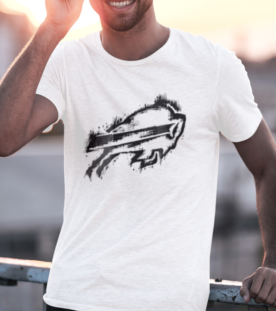 Buffalo Bills Black Ink Style NFL Team Graphic Buffalo Bills T-Shirt