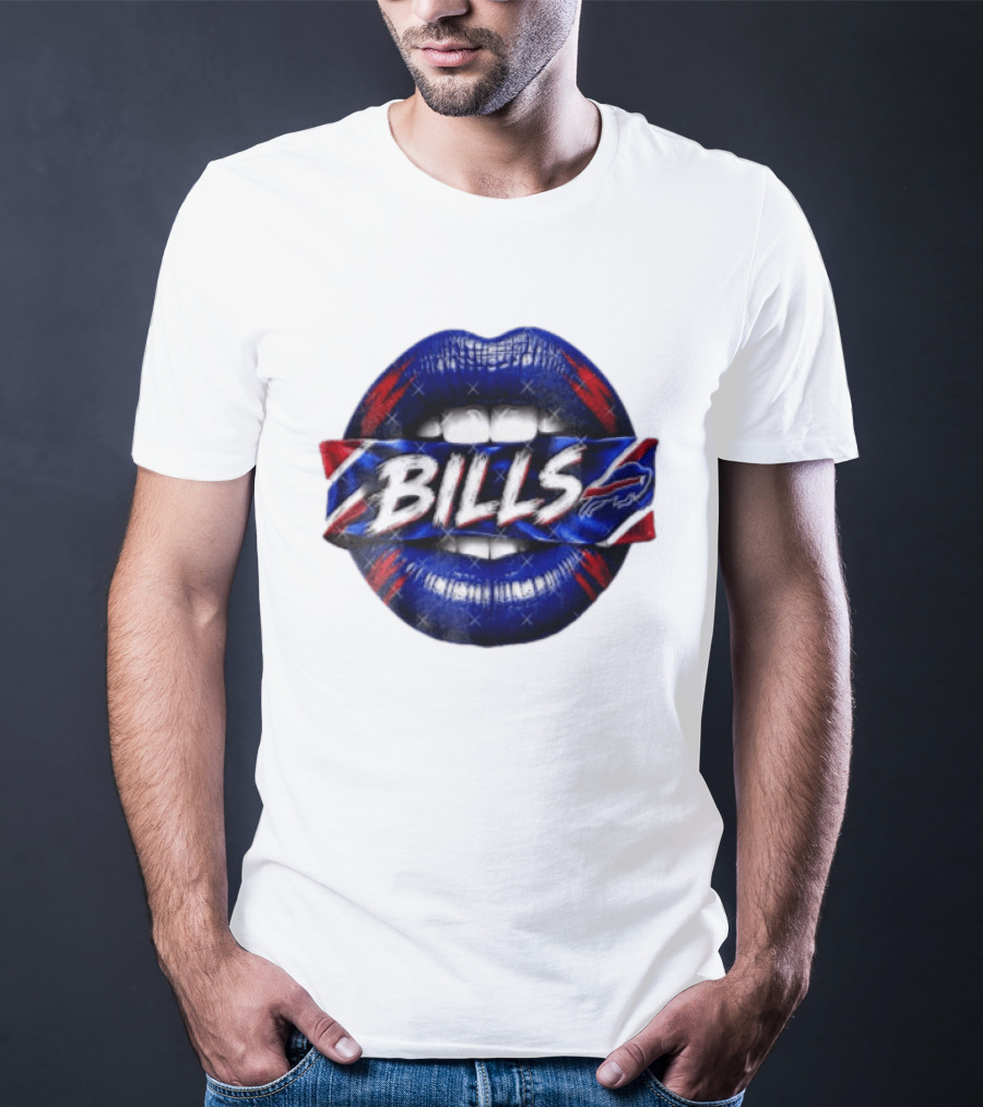 Buffalo Bills Blue Red Lips Banner With Bills Team T-Shirt