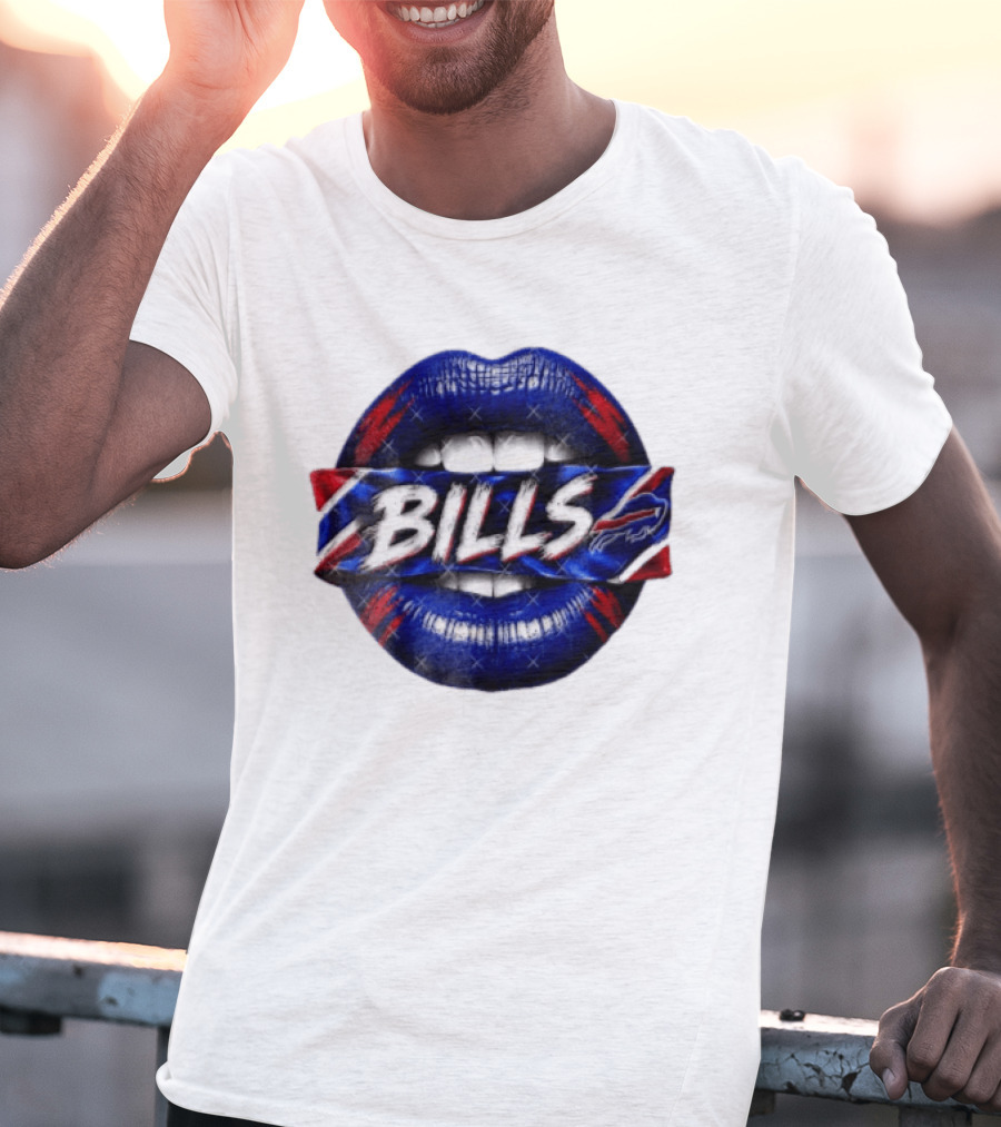 Buffalo Bills Blue Red Lips Banner With Bills Team T-Shirt